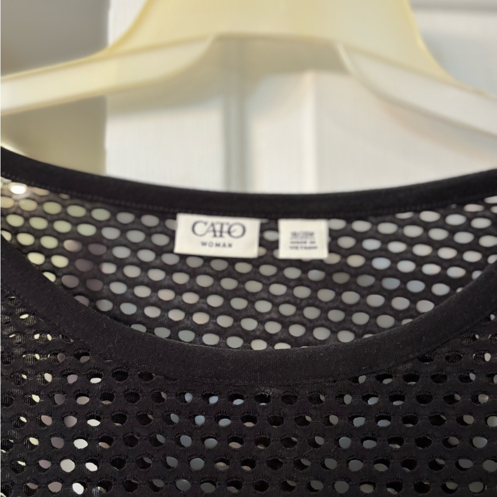 Cato Black Mesh Top